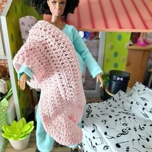 Pink Crochet Cotton Shawl  for Dolls